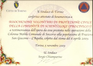 benemerenza - PROCIVICOS (volontari di protezione civile della comunità di scientology)